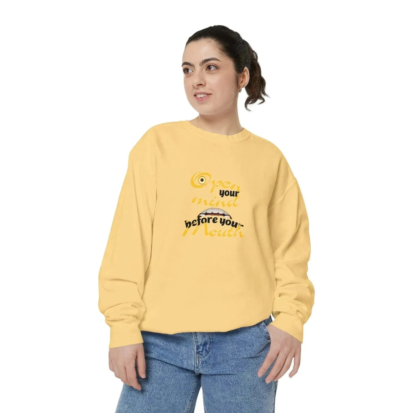 Minion Mouth and Eye Unisex Garment Dyed Sweatshirt - Vkamian