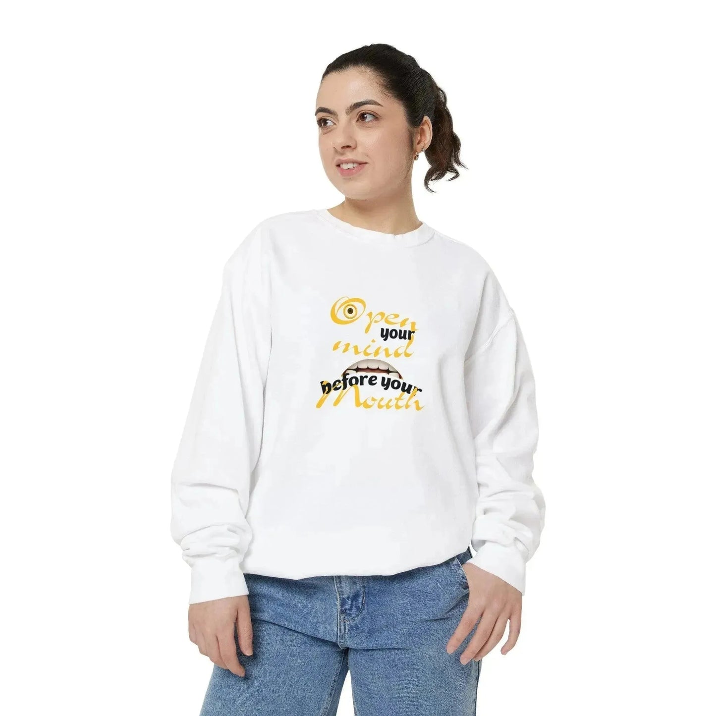 Minion Mouth and Eye Unisex Garment Dyed Sweatshirt - Vkamian