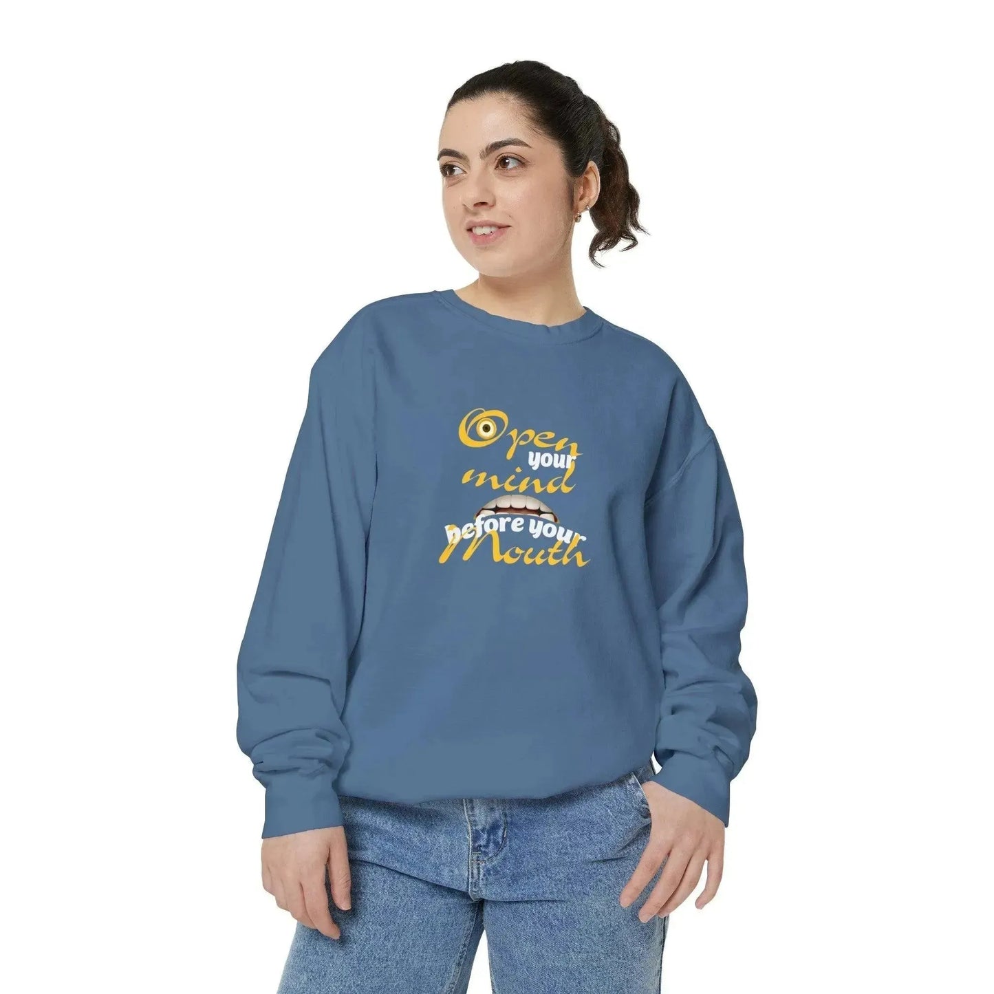 Minion Mouth and Eye Unisex Garment Dyed Sweatshirt - Vkamian