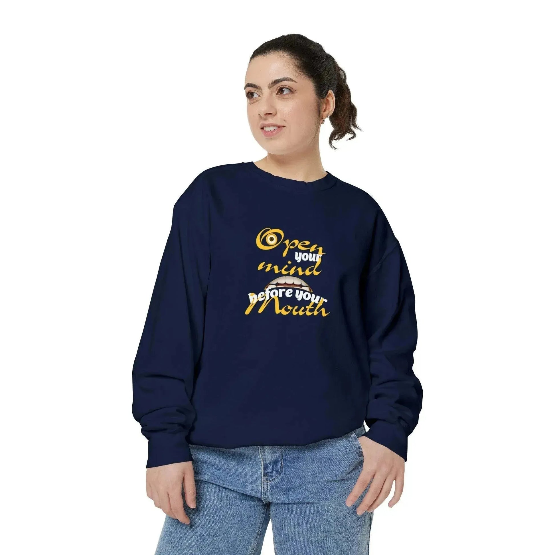 Minion Mouth and Eye Unisex Garment Dyed Sweatshirt - Vkamian