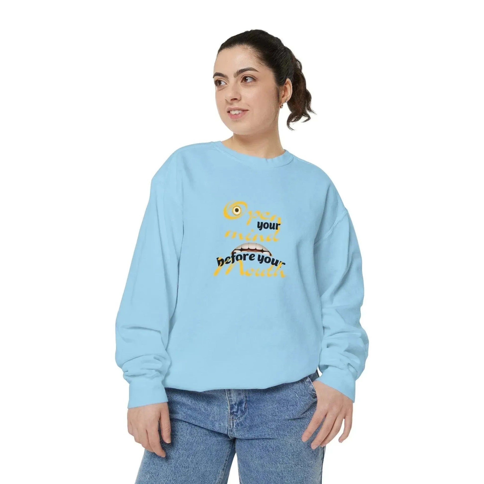 Minion Mouth and Eye Unisex Garment Dyed Sweatshirt - Vkamian