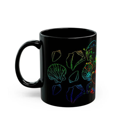 Neon Sea Shell Mickey Mouse Black Mug (11oz, 15oz) - Vkamian