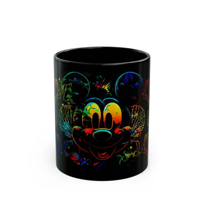 Neon Sea Shell Mickey Mouse Black Mug (11oz, 15oz) - Vkamian