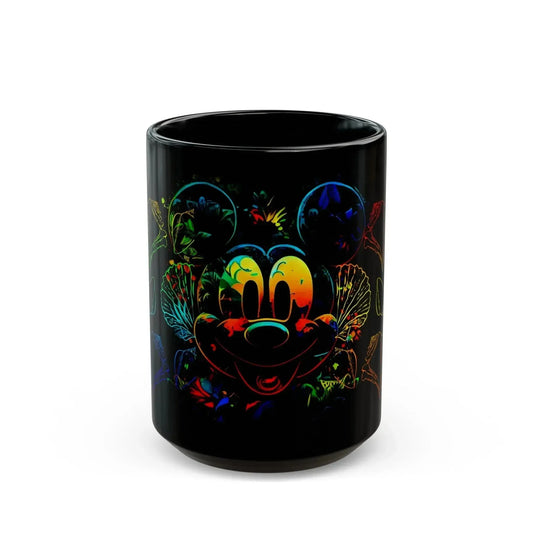 Neon Sea Shell Mickey Mouse Black Mug (11oz, 15oz) - Vkamian