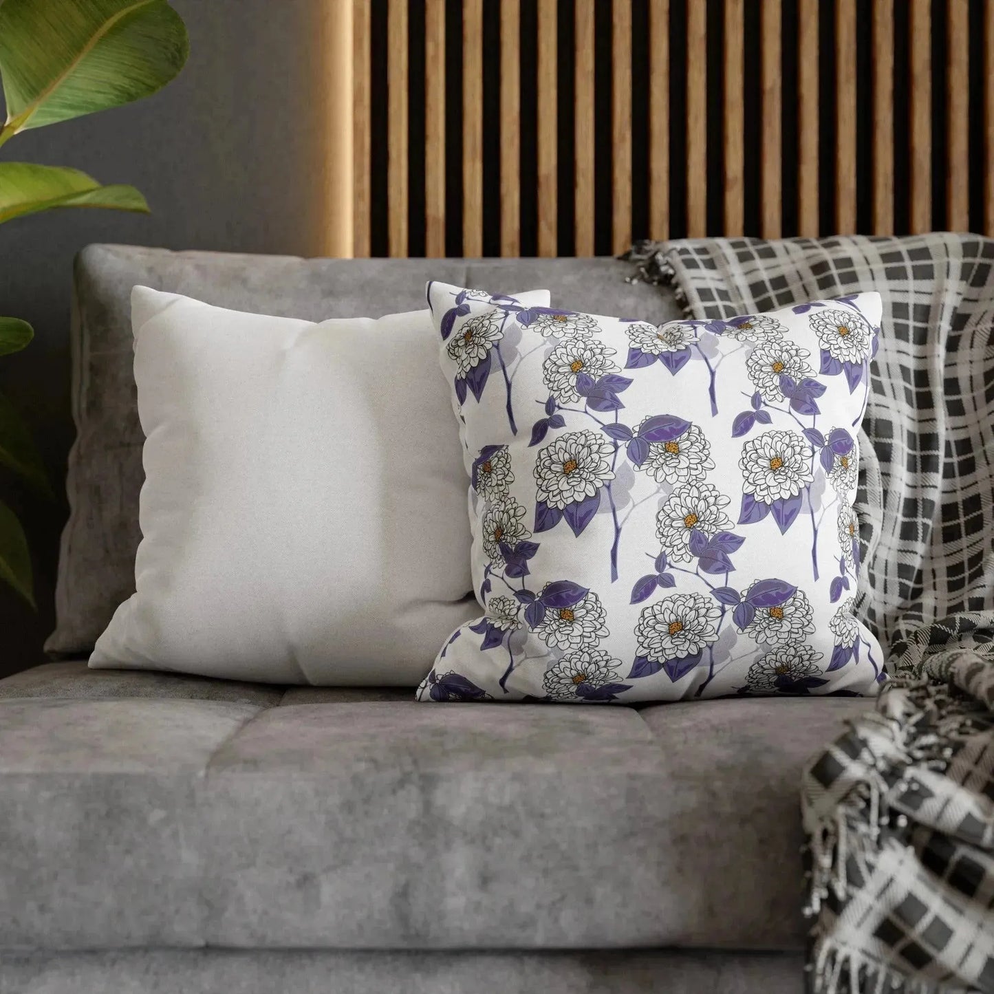 Peony flower Spun Polyester Square Pillowcase - Vkamian