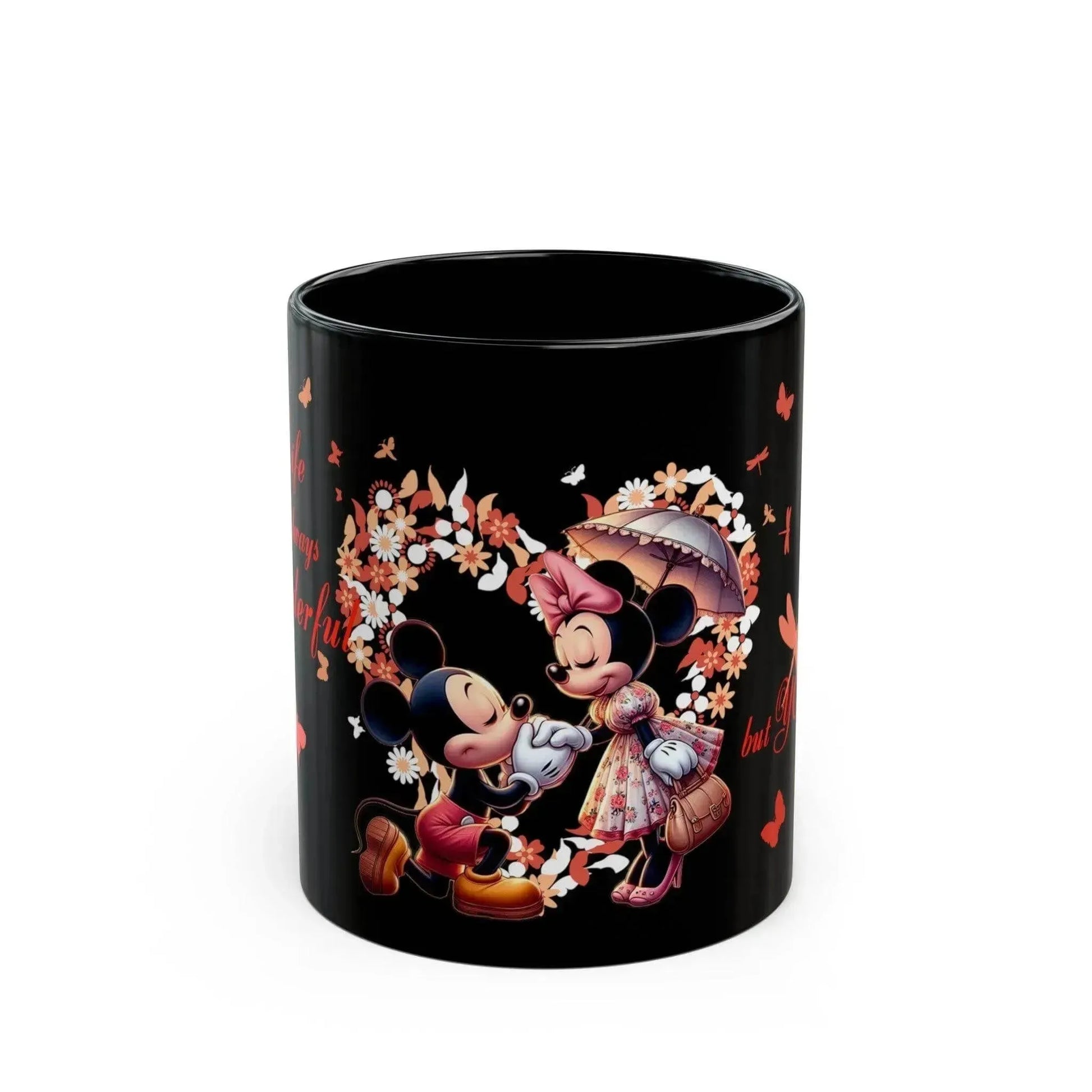 Proposal Heart Touching Mickey Minnie Black Mug - Vkamian