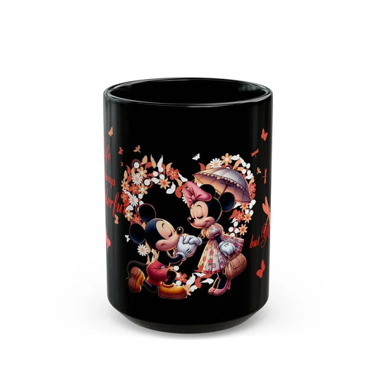 Proposal Heart Touching Mickey Minnie Black Mug - Vkamian