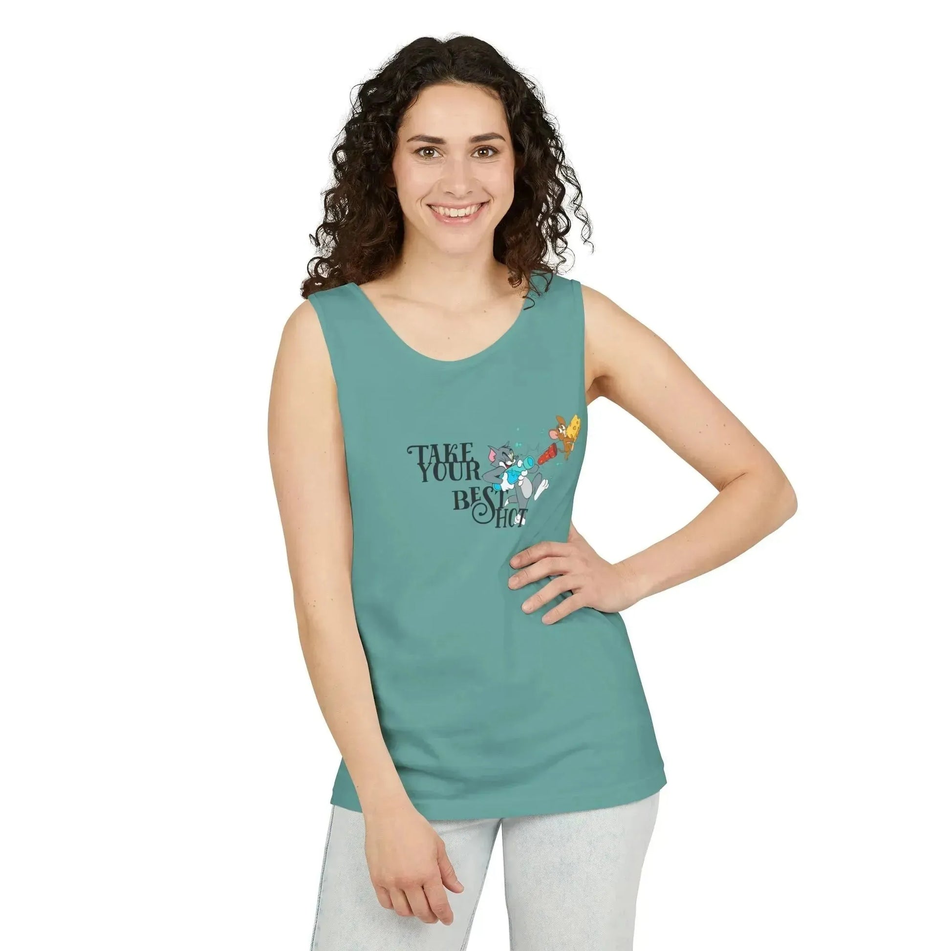 Take Your Best Shot Tom Jerry Unisex Garment-Dyed Tank Top - Vkamian