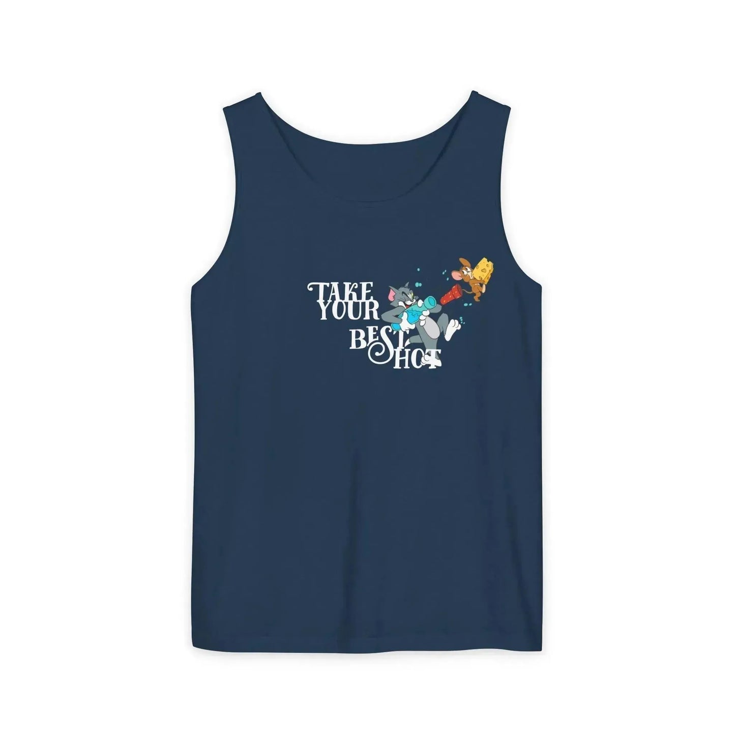 Take Your Best Shot Tom Jerry Unisex Garment-Dyed Tank Top - Vkamian