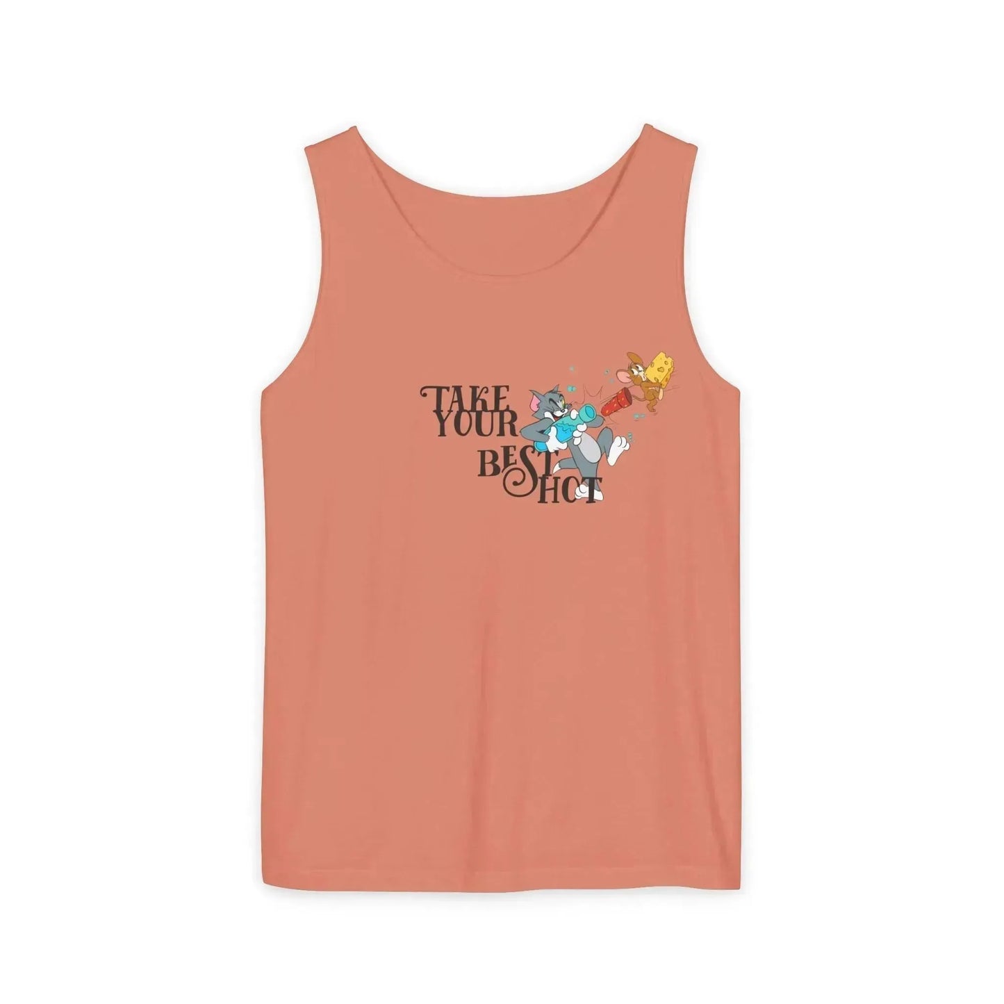 Take Your Best Shot Tom Jerry Unisex Garment-Dyed Tank Top - Vkamian