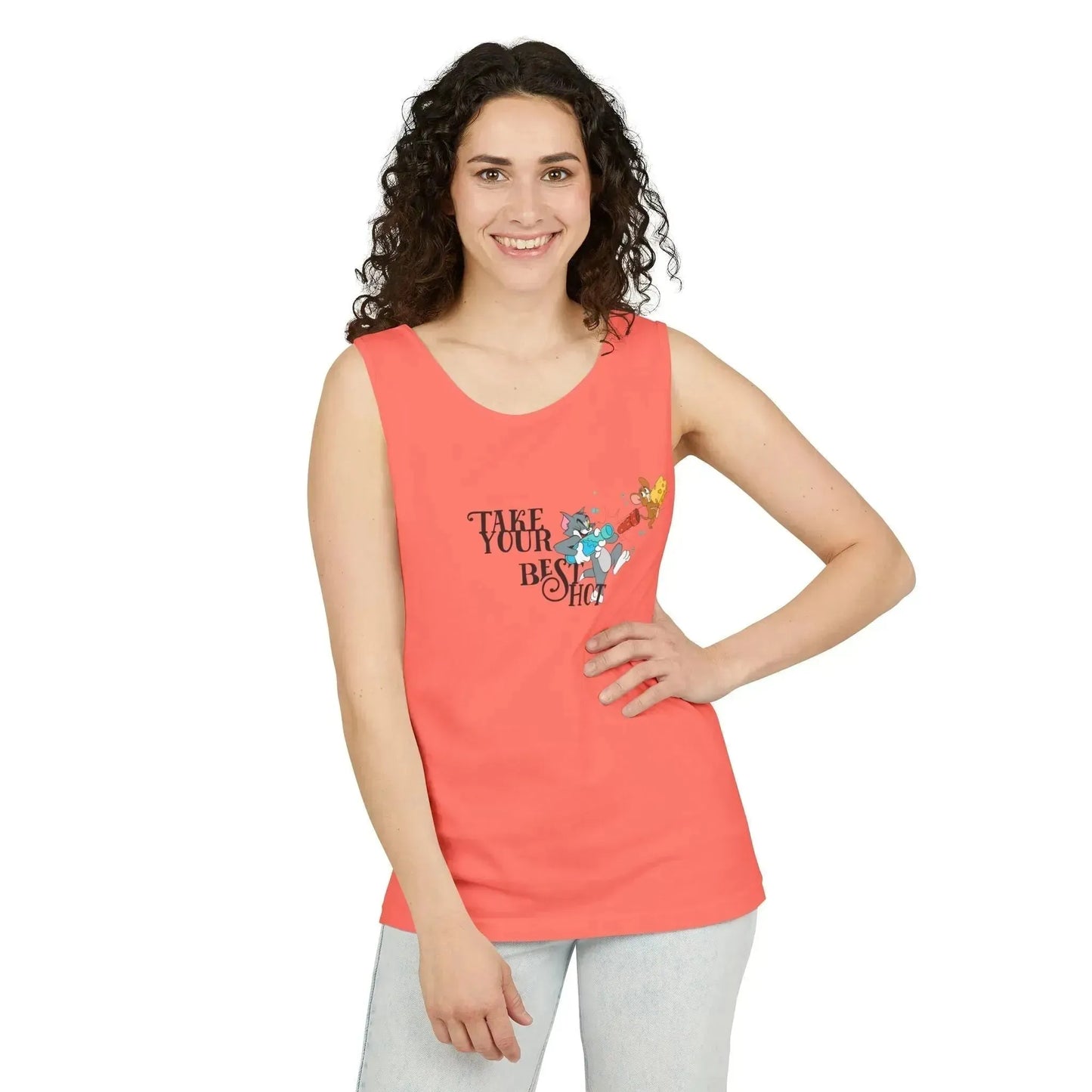 Take Your Best Shot Tom Jerry Unisex Garment-Dyed Tank Top - Vkamian