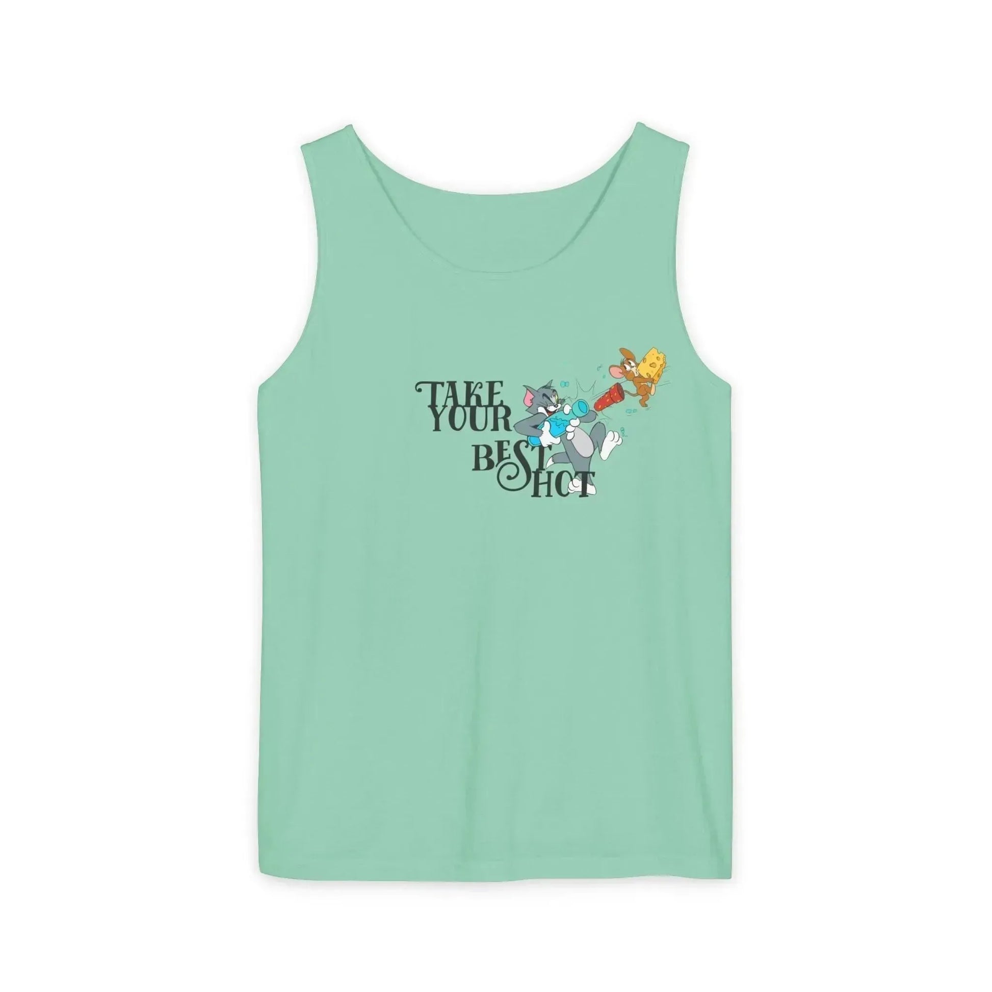 Take Your Best Shot Tom Jerry Unisex Garment-Dyed Tank Top - Vkamian