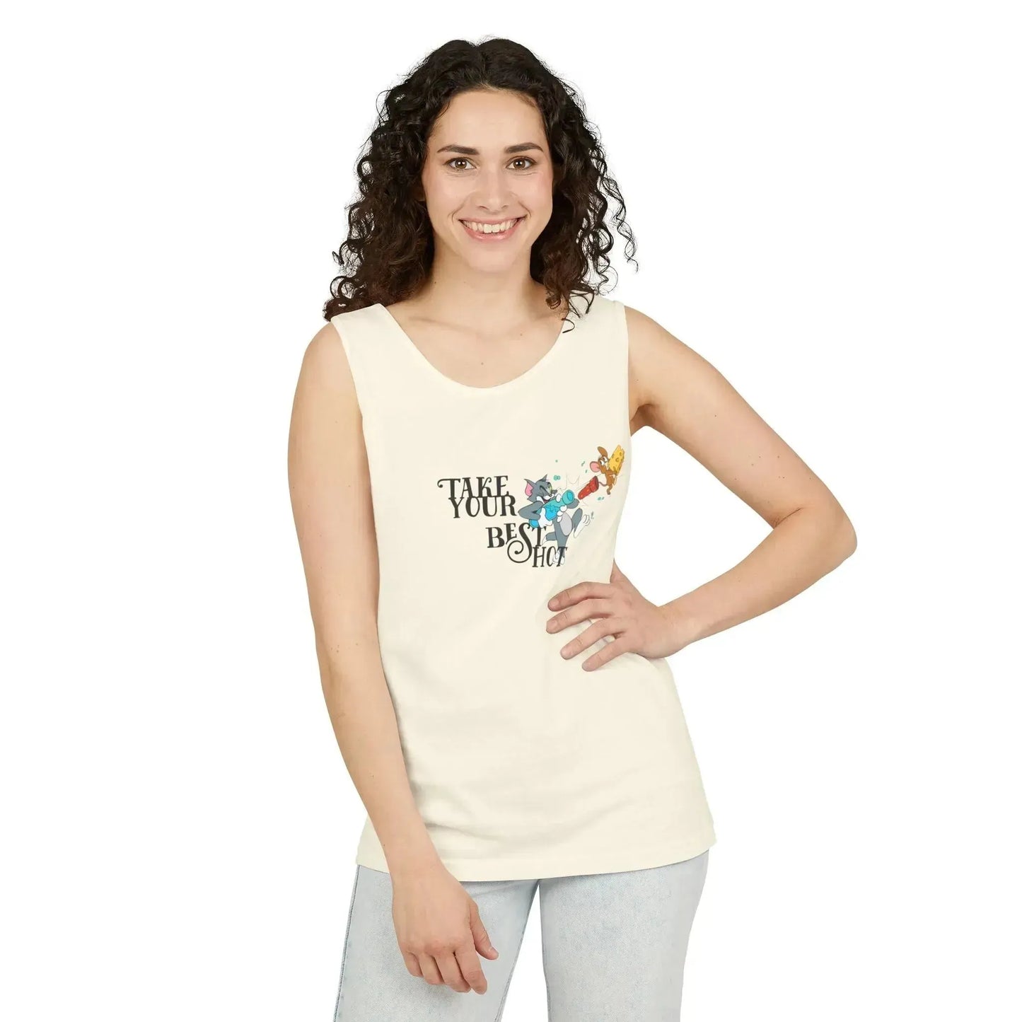 Take Your Best Shot Tom Jerry Unisex Garment-Dyed Tank Top - Vkamian