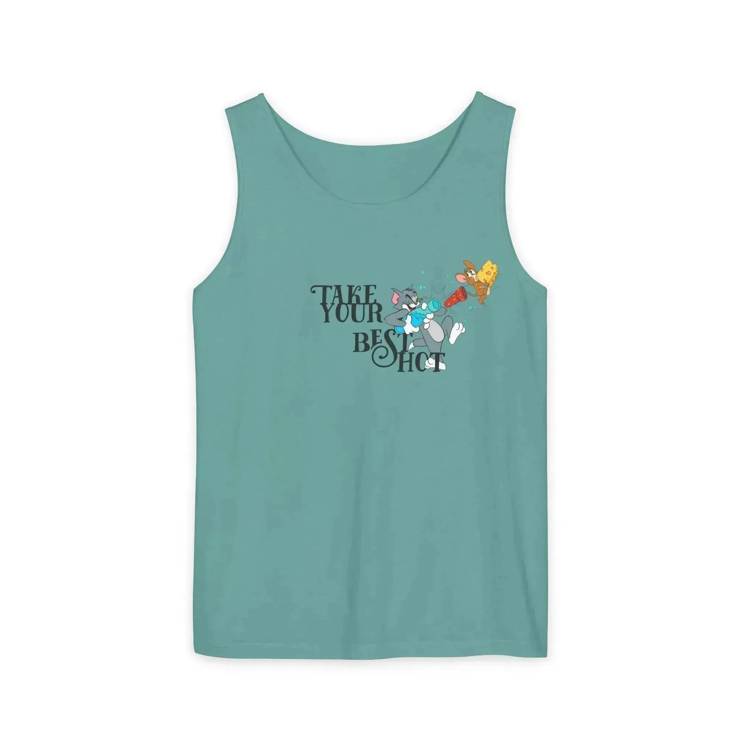 Take Your Best Shot Tom Jerry Unisex Garment-Dyed Tank Top - Vkamian