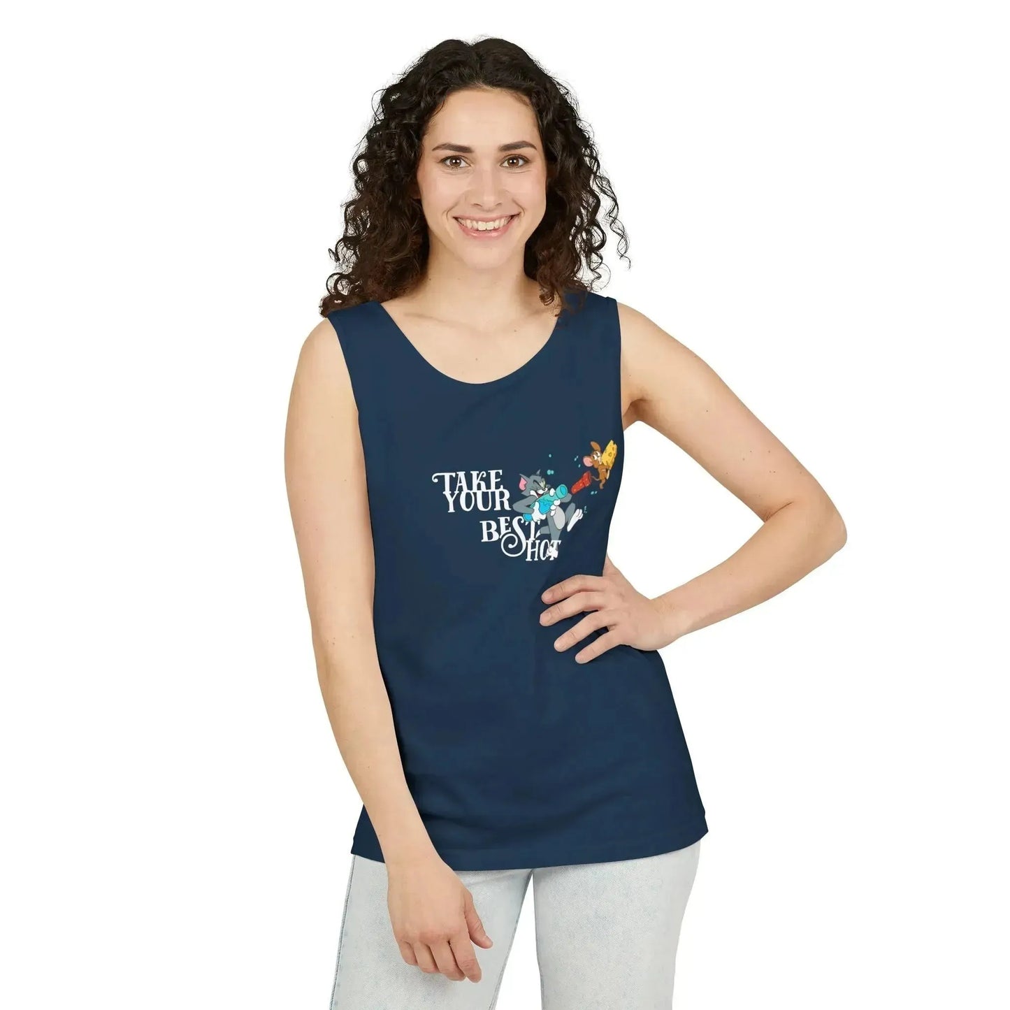 Take Your Best Shot Tom Jerry Unisex Garment-Dyed Tank Top - Vkamian