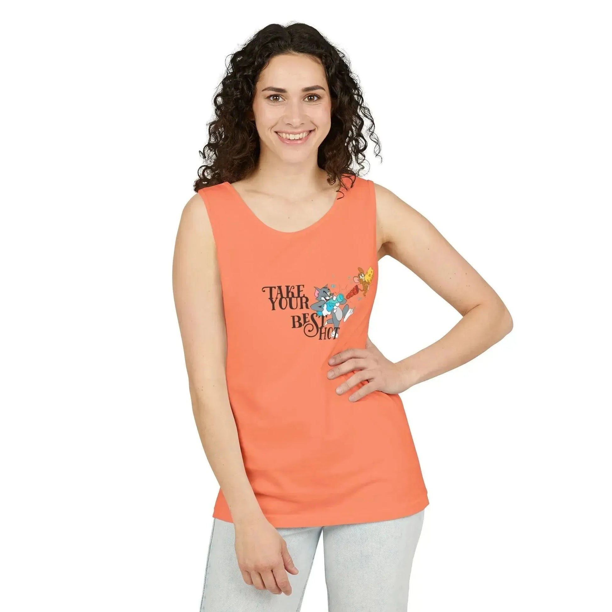 Take Your Best Shot Tom Jerry Unisex Garment-Dyed Tank Top - Vkamian