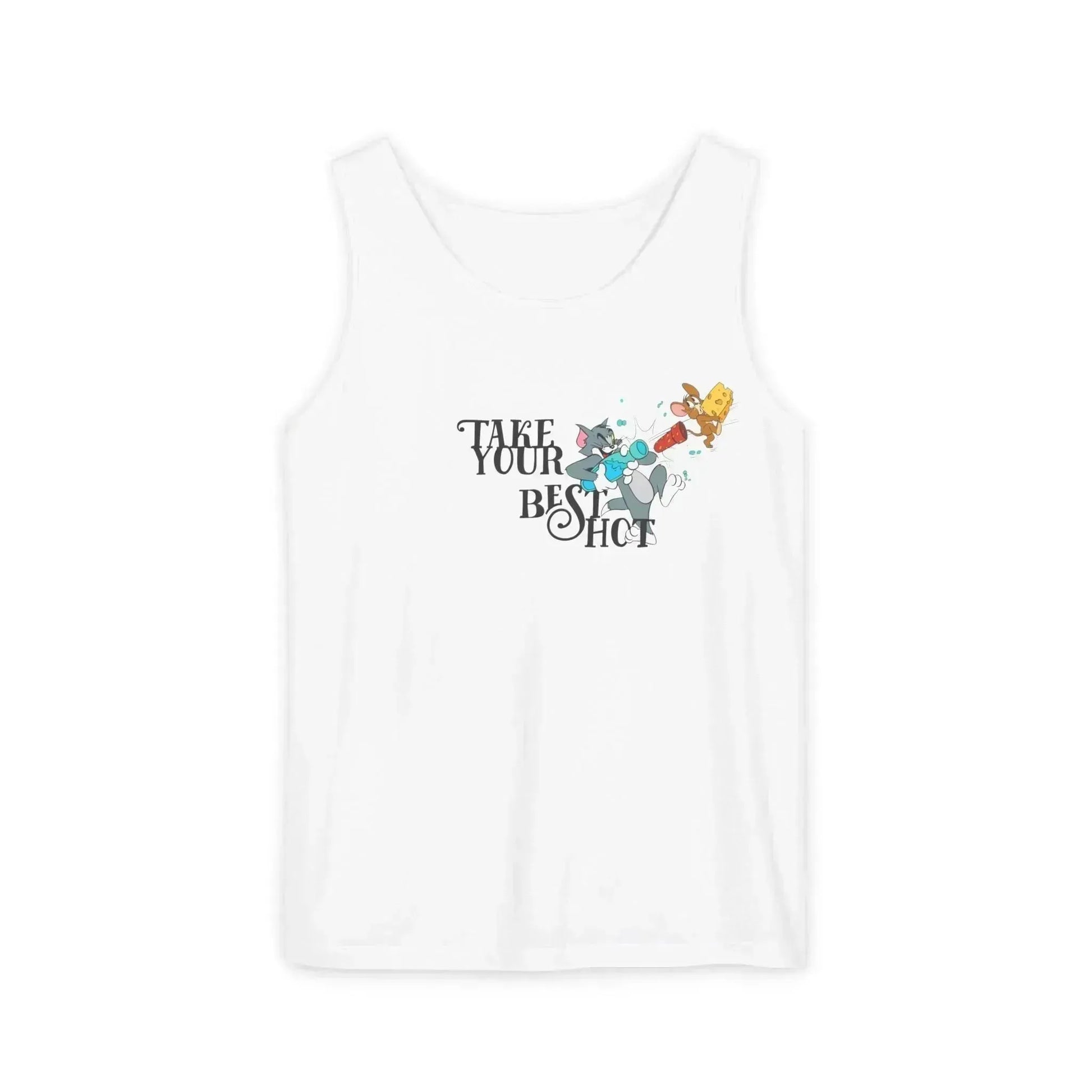 Take Your Best Shot Tom Jerry Unisex Garment-Dyed Tank Top - Vkamian