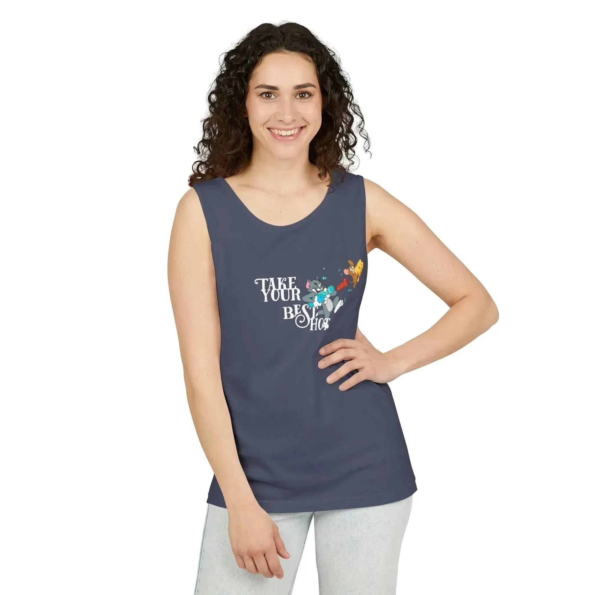 Take Your Best Shot Tom Jerry Unisex Garment-Dyed Tank Top - Vkamian