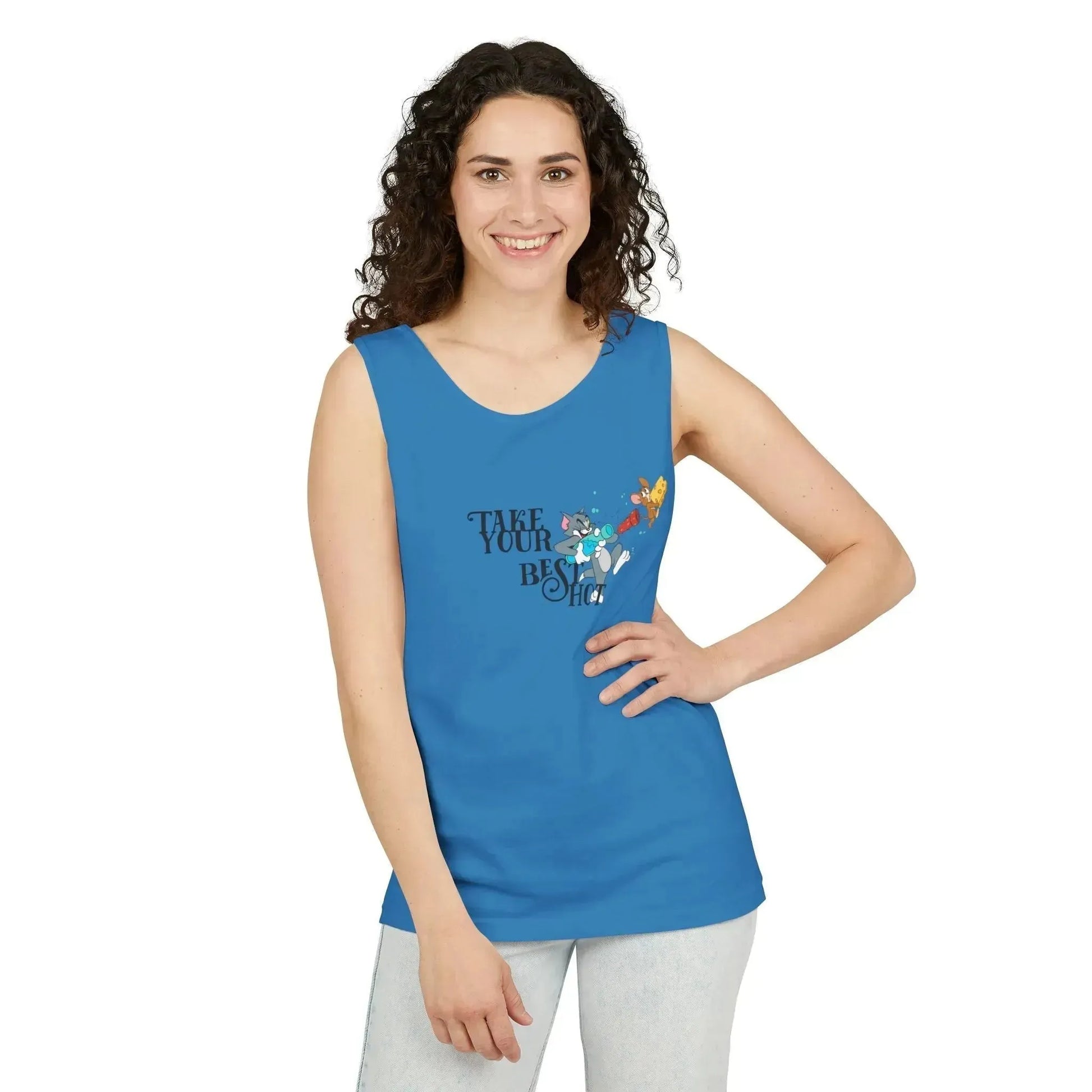 Take Your Best Shot Tom Jerry Unisex Garment-Dyed Tank Top - Vkamian