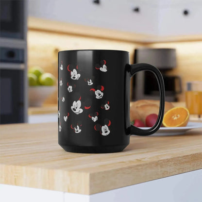 Unique Funny Mickey Head Black Ceramic Mug - Vkamian