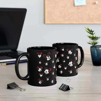 Unique Funny Mickey Head Black Ceramic Mug - Vkamian