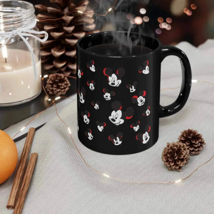 Unique Funny Mickey Head Black Ceramic Mug - Vkamian