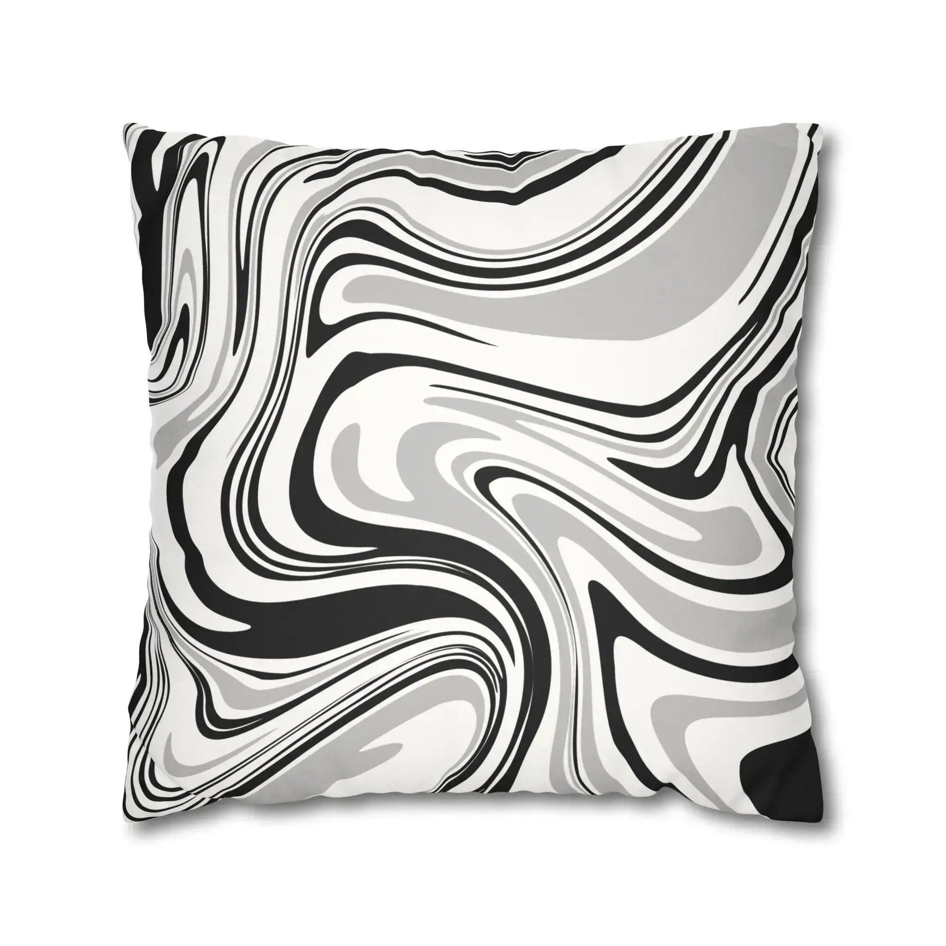 Wave Warped Pattern Faux Suede Square Pillowcase - Vkamian