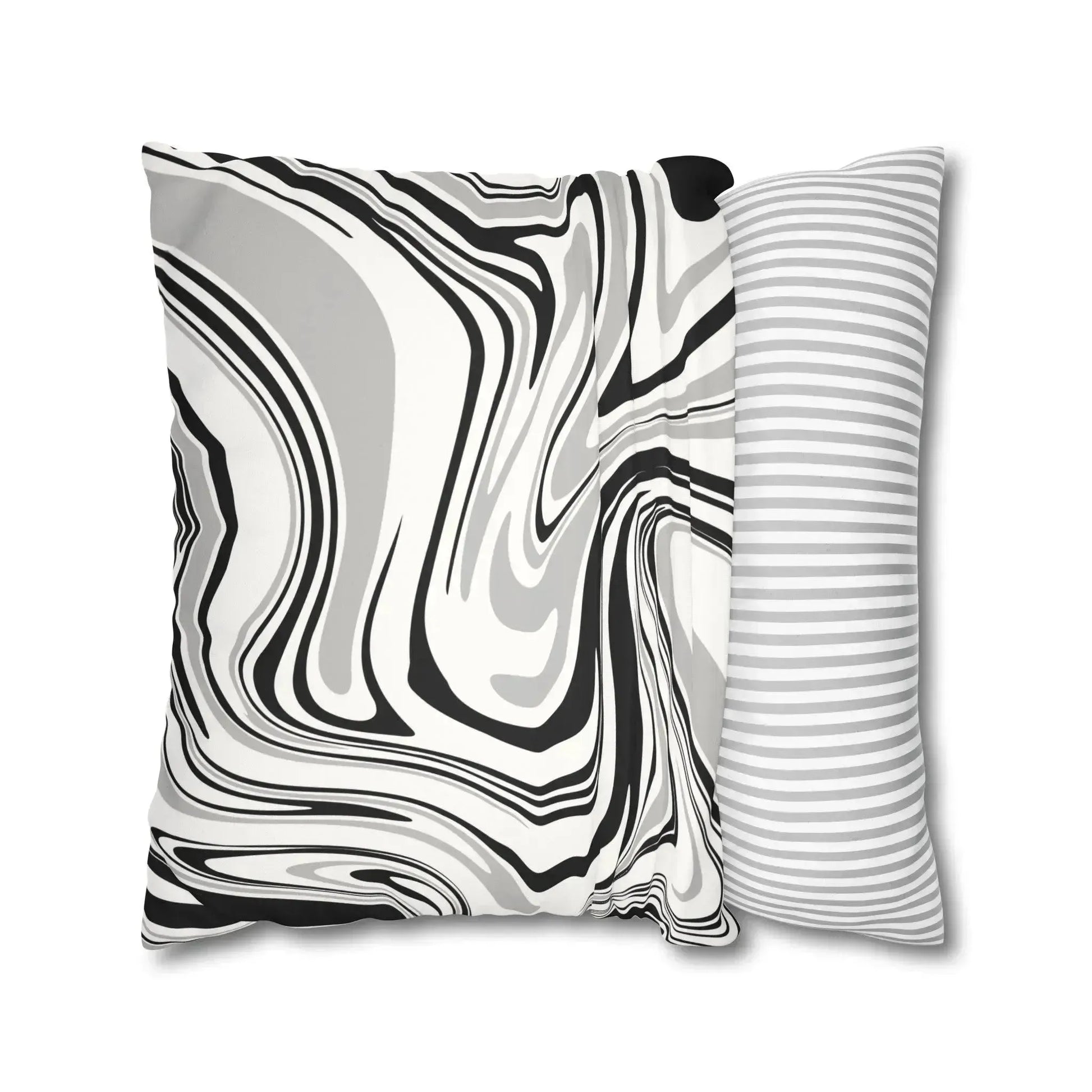 Wave Warped Pattern Faux Suede Square Pillowcase - Vkamian