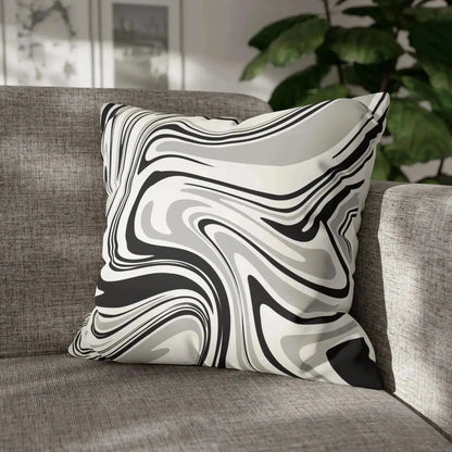 Wave Warped Pattern Faux Suede Square Pillowcase - Vkamian