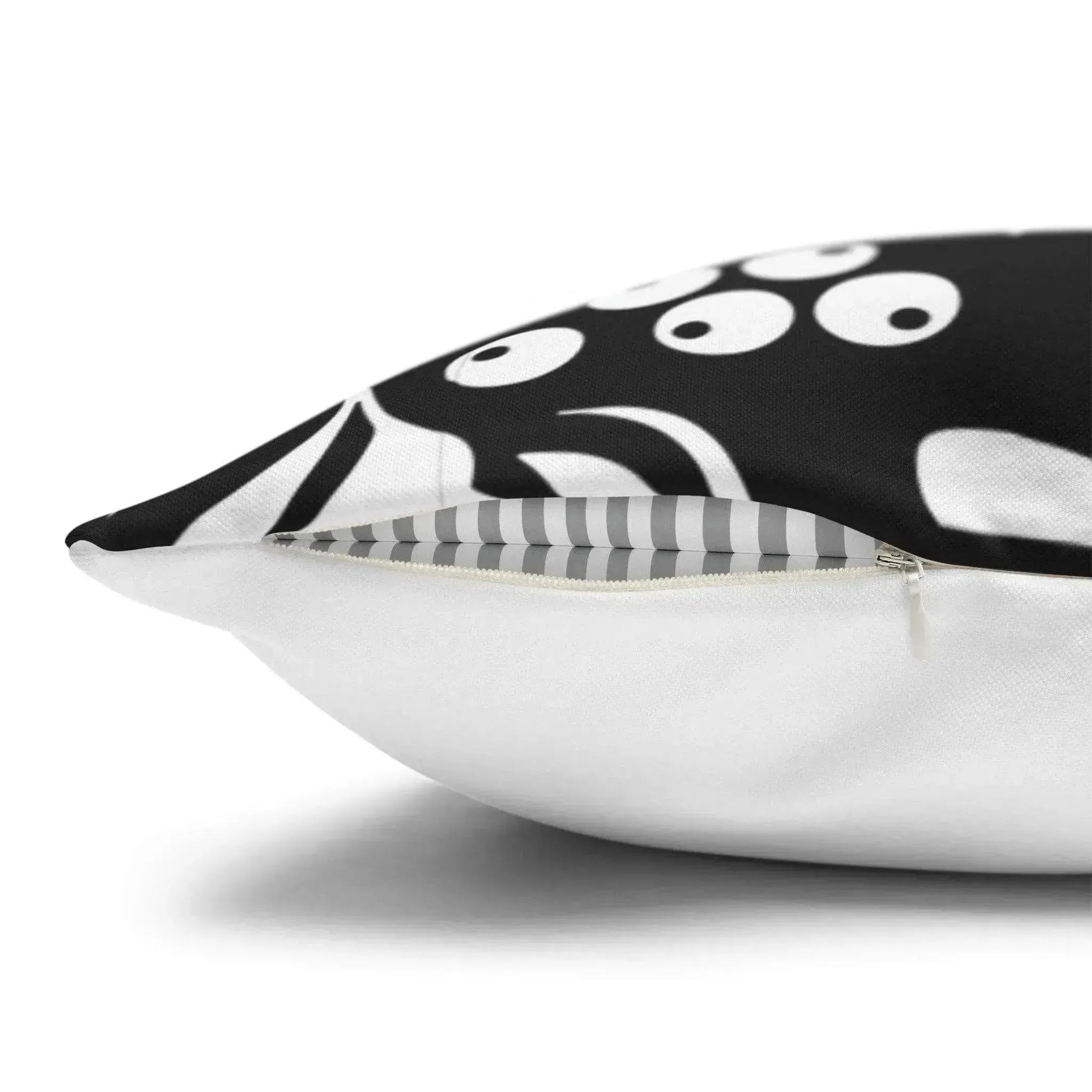 White And Black Spun Polyester Square Pillowcase - Vkamian